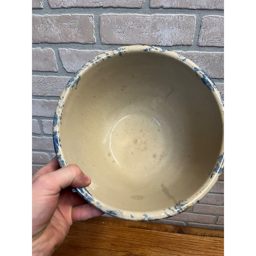 Vintage Red Wing Stoneware Spongeware Mixing Bowl Primitive Kitchen 9"