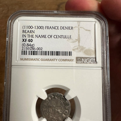 FRANCE, Bearn. Centulle, 1100-1300, Silver Denier, NGC XF 40