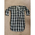 Vintage L.L. Bean Sleepshirt Mens Large Green Plaid Flannel Henley Nightshirt