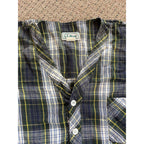 Vintage L.L. Bean Sleepshirt Mens Large Green Plaid Flannel Henley Nightshirt