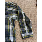 Vintage L.L. Bean Sleepshirt Mens Large Green Plaid Flannel Henley Nightshirt