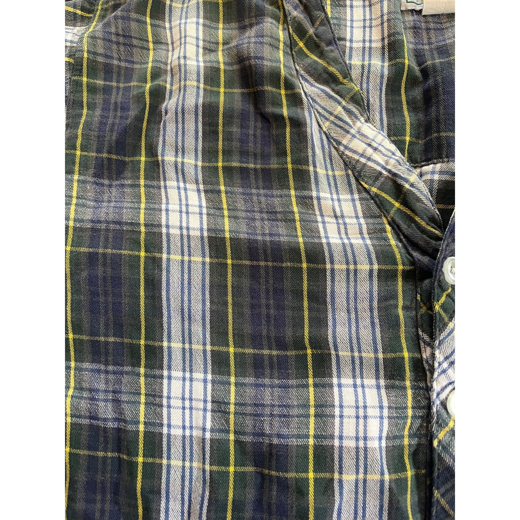 Vintage L.L. Bean Sleepshirt Mens Large Green Plaid Flannel Henley Nightshirt