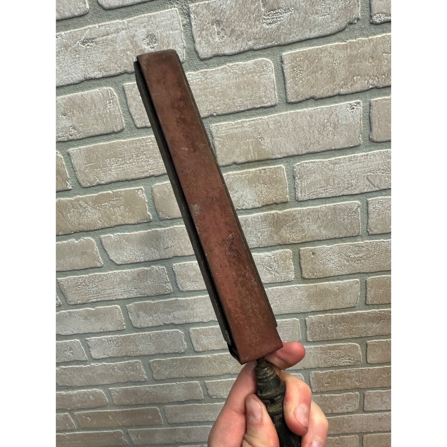 Antique Wood Handled Leather Strop 4 Sided Straight Razor Strap