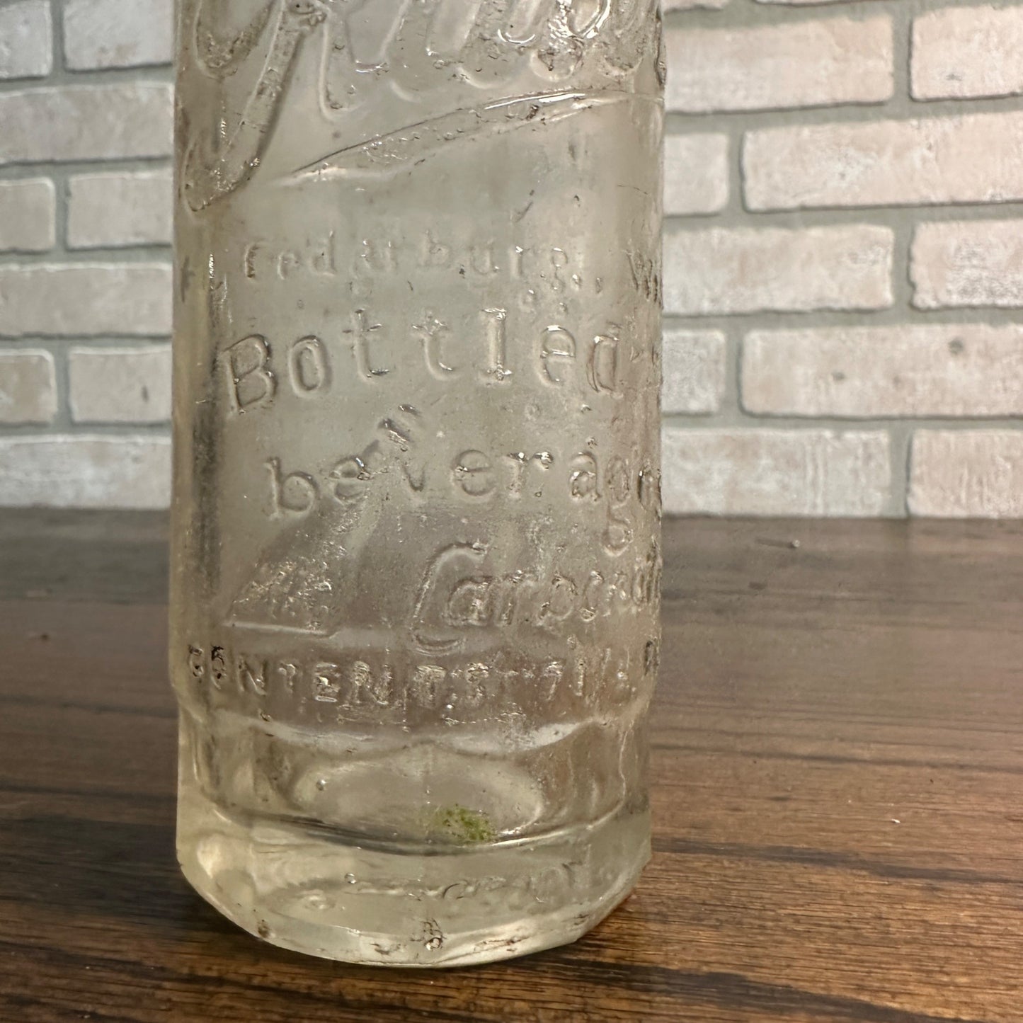 Vintage Ritter's Soda Embossed Glass Bottle Victoria Springs Cedarburg Wis - 8"