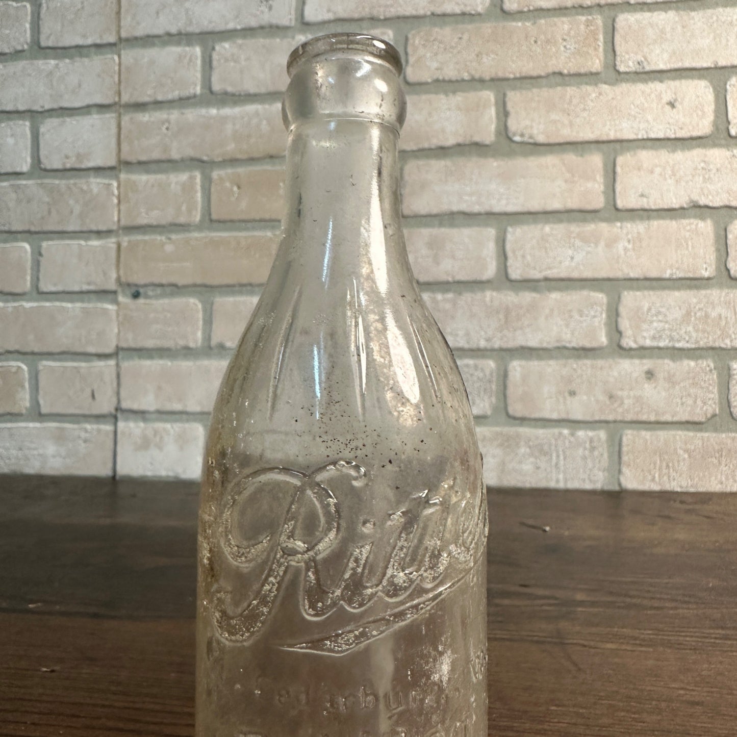 Vintage Ritter's Soda Embossed Glass Bottle Victoria Springs Cedarburg Wis - 8"