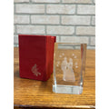 Crystal Glass Bride & Groom Paperweight Laser-cut Block Wedding Gift 3"