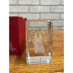 Crystal Glass Bride & Groom Paperweight Laser-cut Block Wedding Gift 3"
