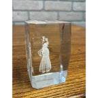 Crystal Glass Bride & Groom Paperweight Laser-cut Block Wedding Gift 3"