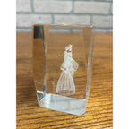 Crystal Glass Bride & Groom Paperweight Laser-cut Block Wedding Gift 3"