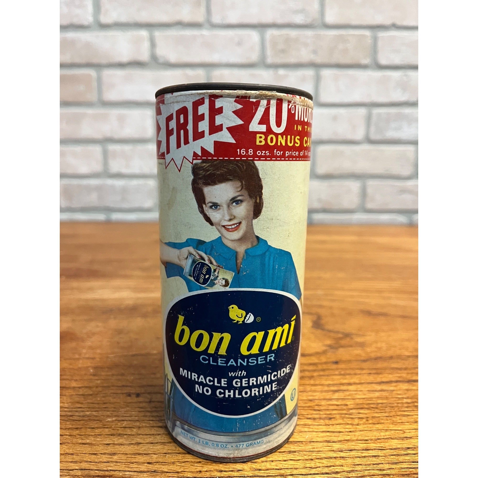 Vintage 1970s Bon Ami Cleanser Dish Cleaner Kitchen Advertising Can