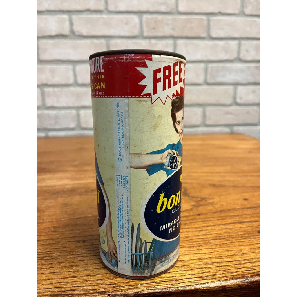 Vintage 1970s Bon Ami Cleanser Dish Cleaner Kitchen Advertising Can