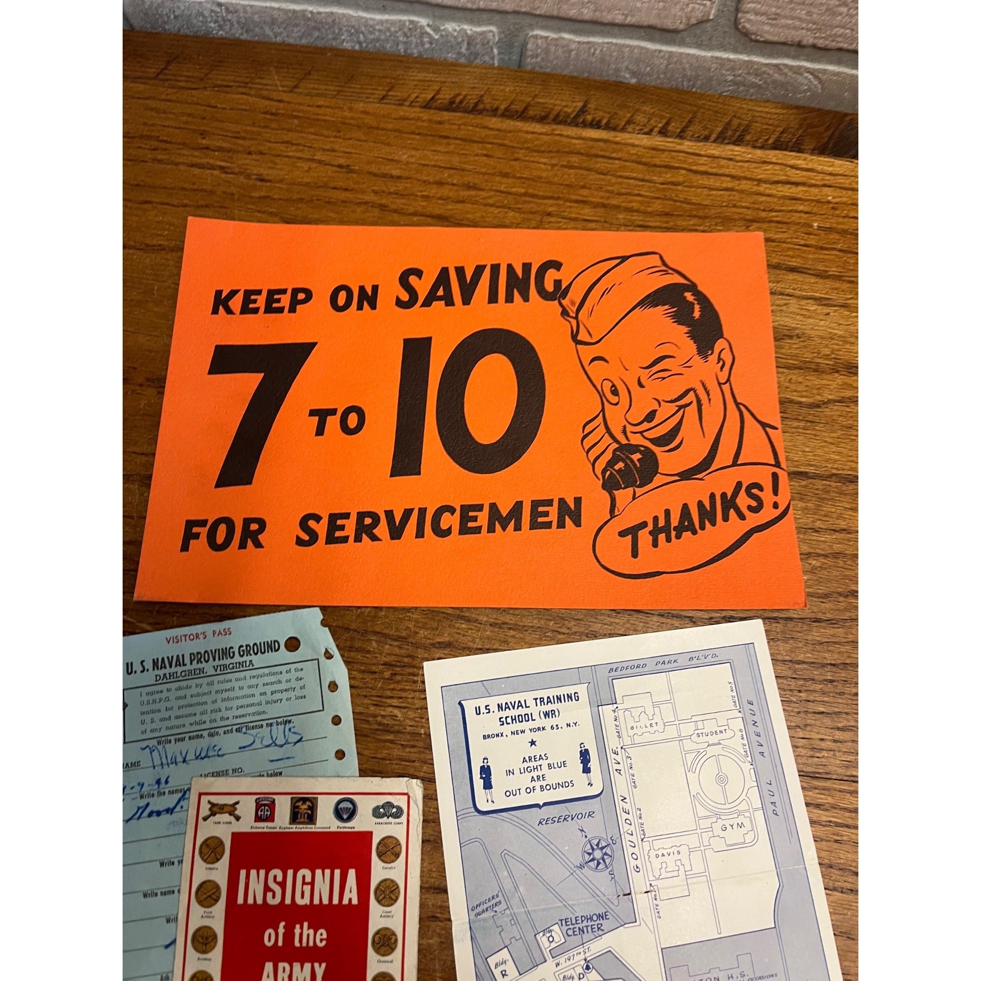 Vintage WWII Era US Navy Ephemera Homefront Window Sign Training Bronx Map ++