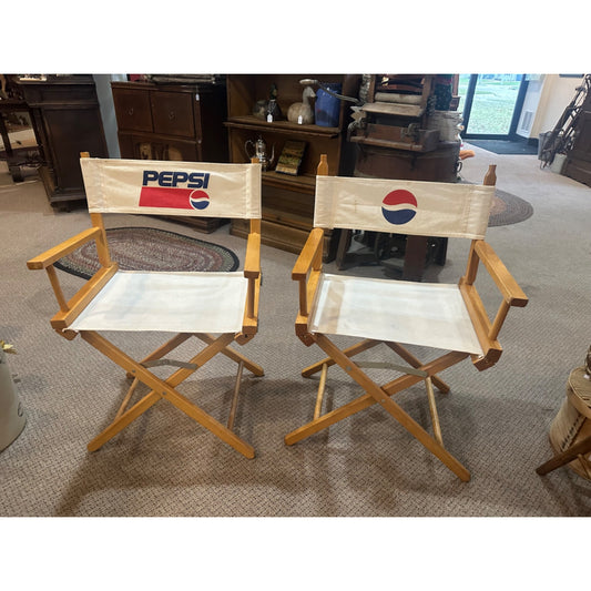 Vintage Pepsi Directors Promotional Advertising Folding Wooden Canvas Chairs