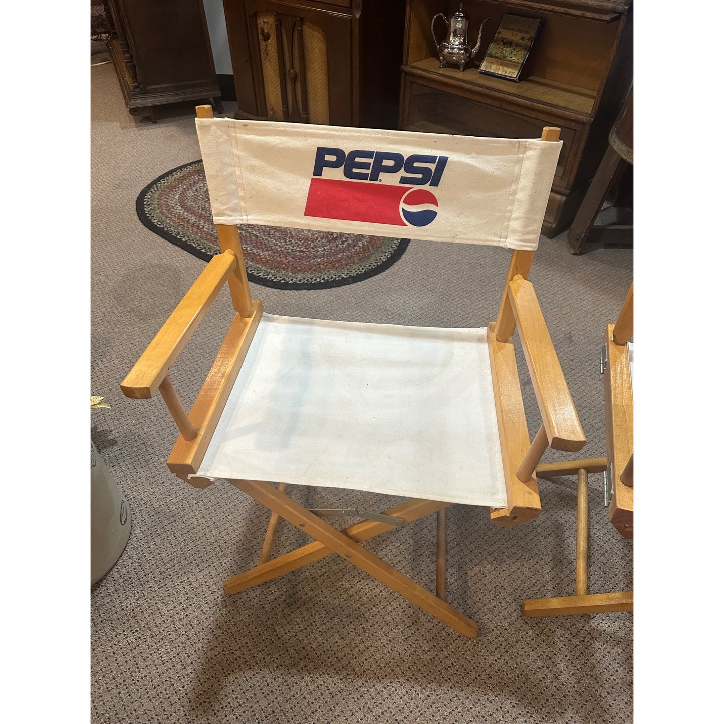 Vintage Pepsi Directors Promotional Advertising Folding Wooden Canvas Chairs