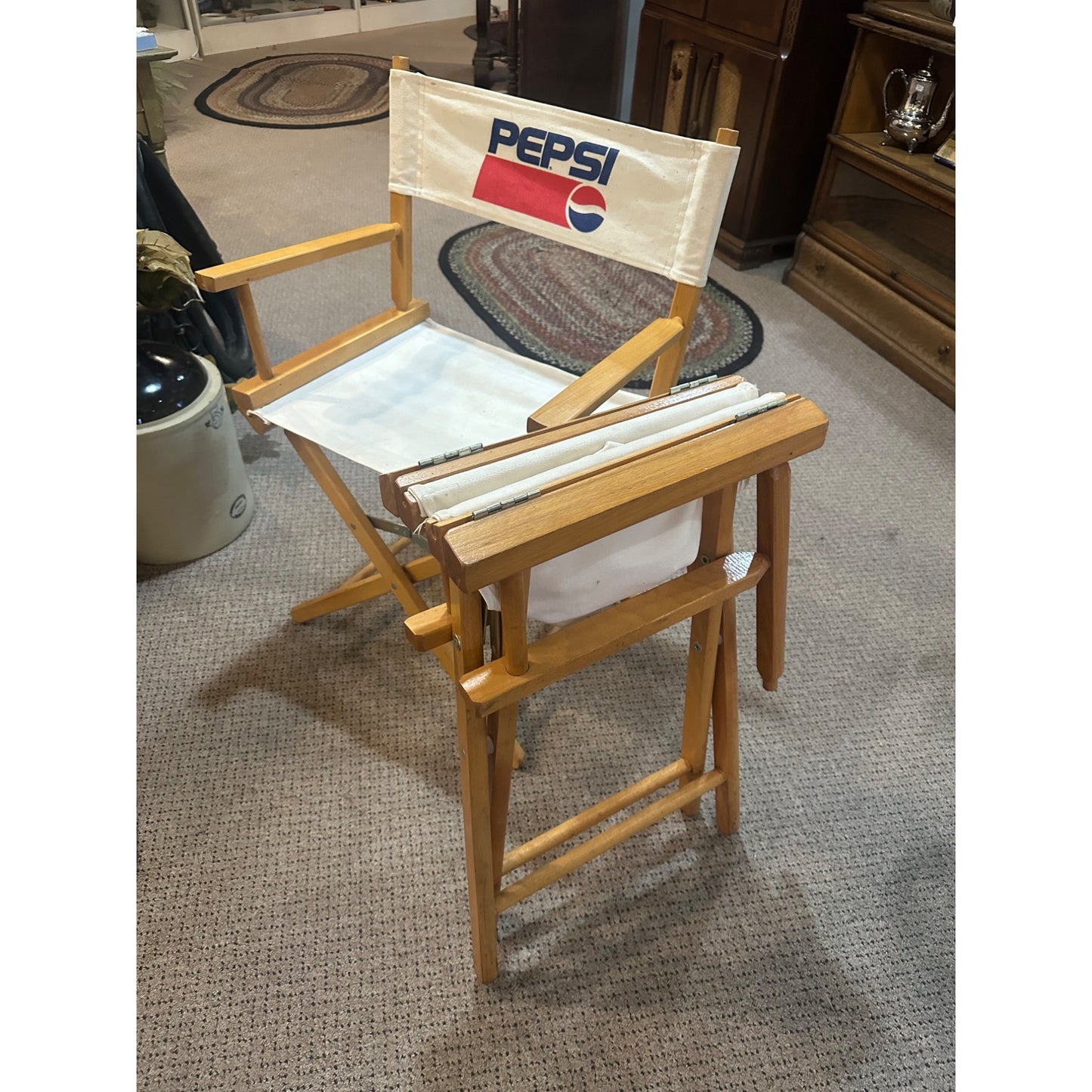 Vintage Pepsi Directors Promotional Advertising Folding Wooden Canvas Chairs