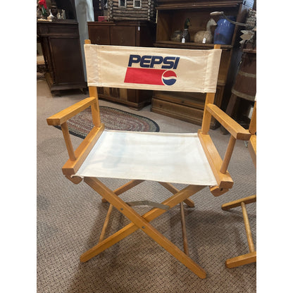 Vintage Pepsi Directors Promotional Advertising Folding Wooden Canvas Chairs