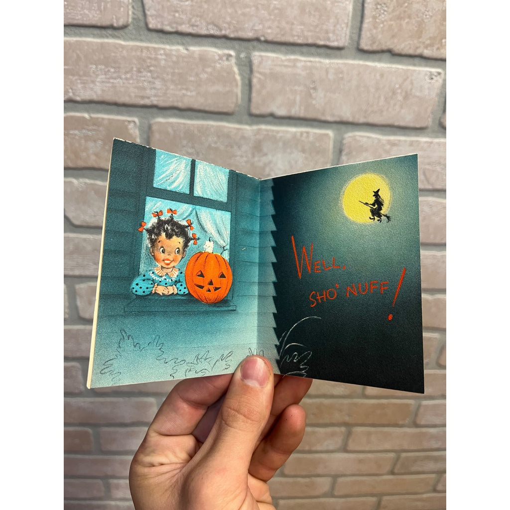 Vintage Halloween Hallmark Invitation Party Card 1960s Girl Pumpkin Haunted House