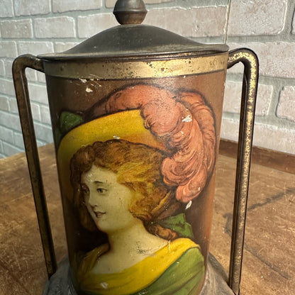 Antique RIDGWAYS 5 O Clock Tea Victorian Era Tin Litho Tea Tin Double Handle Can