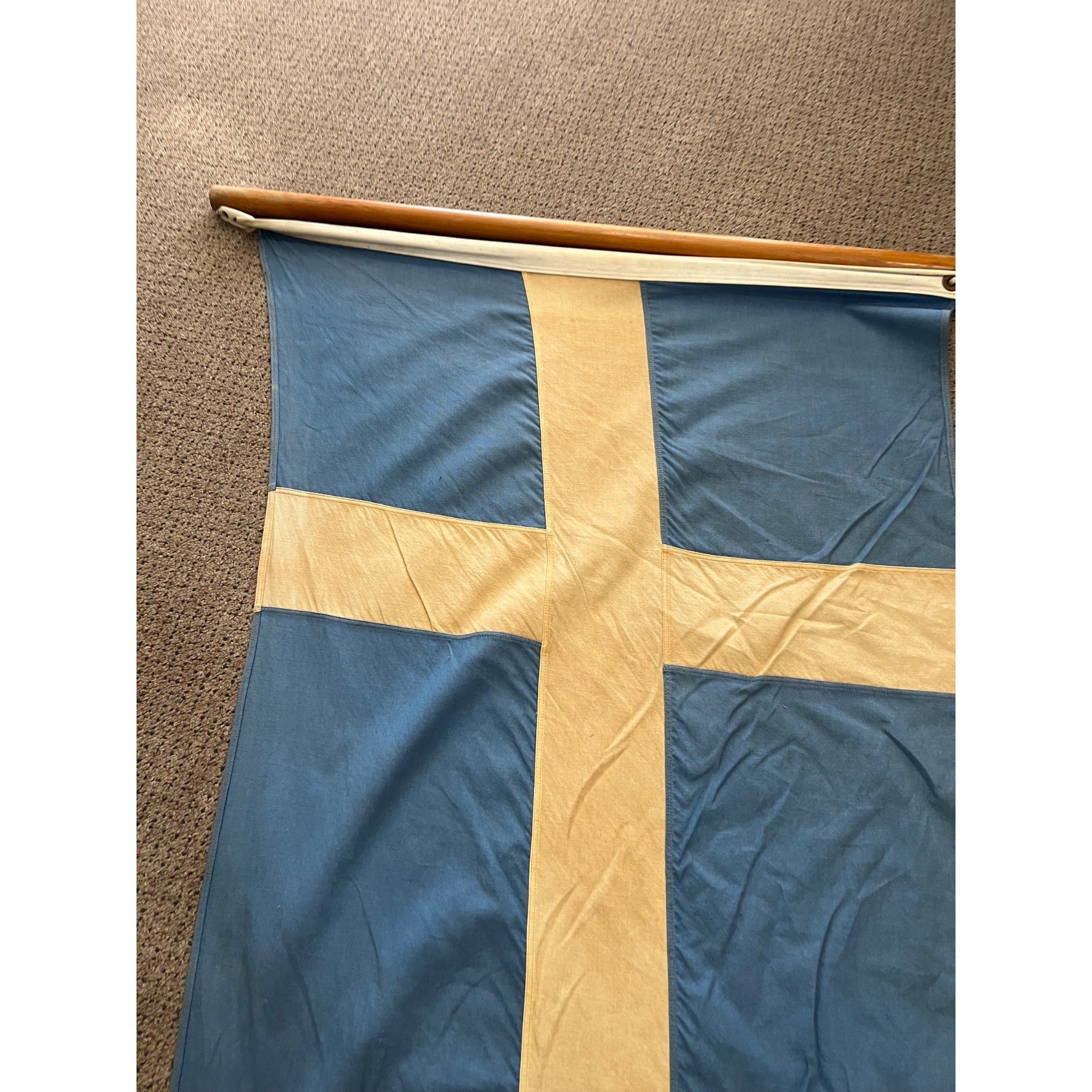 Vintage 1970s Sweden 3' x 5' Bulldog Flag 100% Cotton Bunting - Used