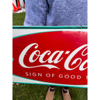 Original Vintage 1950s Coca-Cola "Sign of Good Taste" Fishtail Advertising Sign