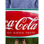 Original Vintage 1950s Coca-Cola "Sign of Good Taste" Fishtail Advertising Sign
