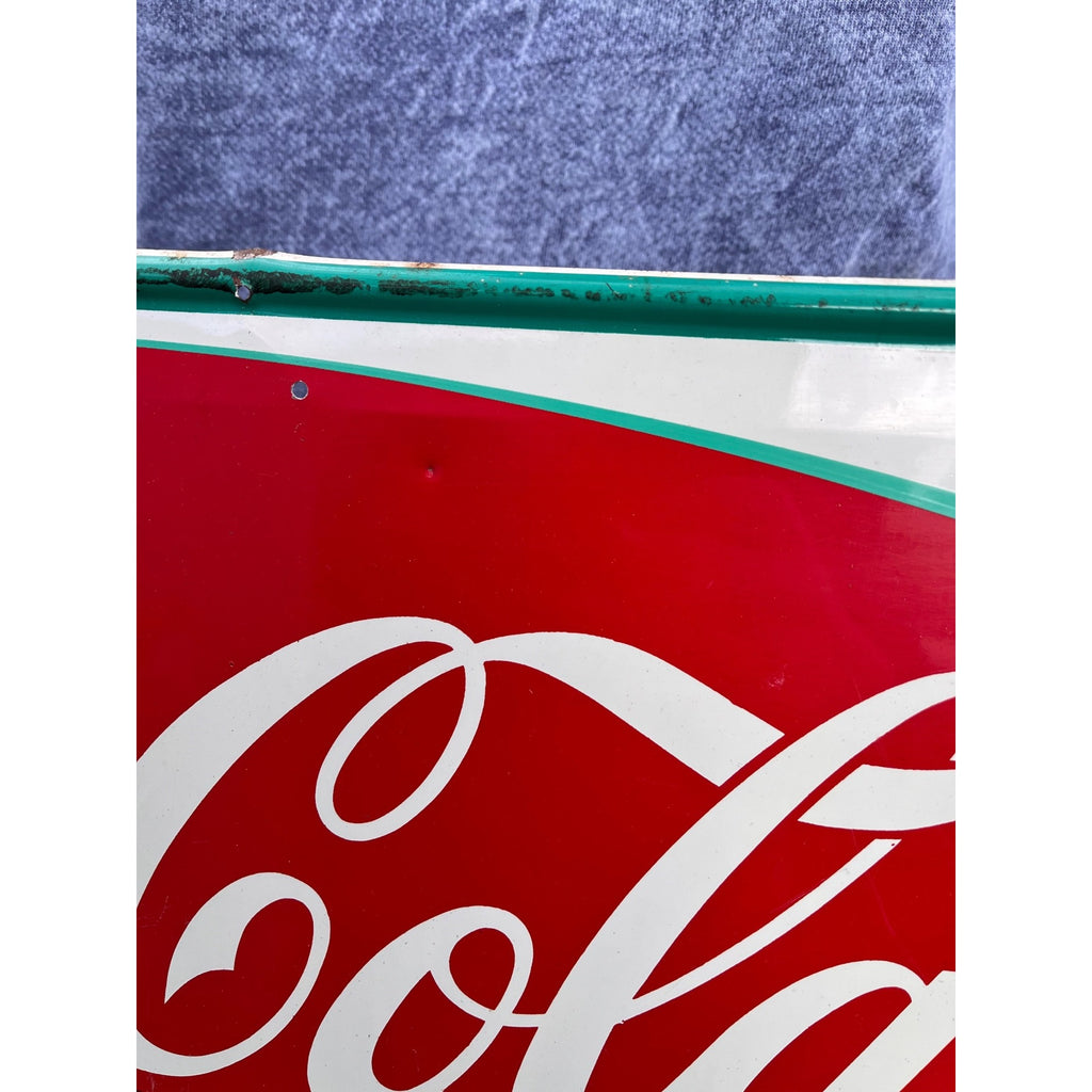 Original Vintage 1950s Coca-Cola "Sign of Good Taste" Fishtail Advertising Sign