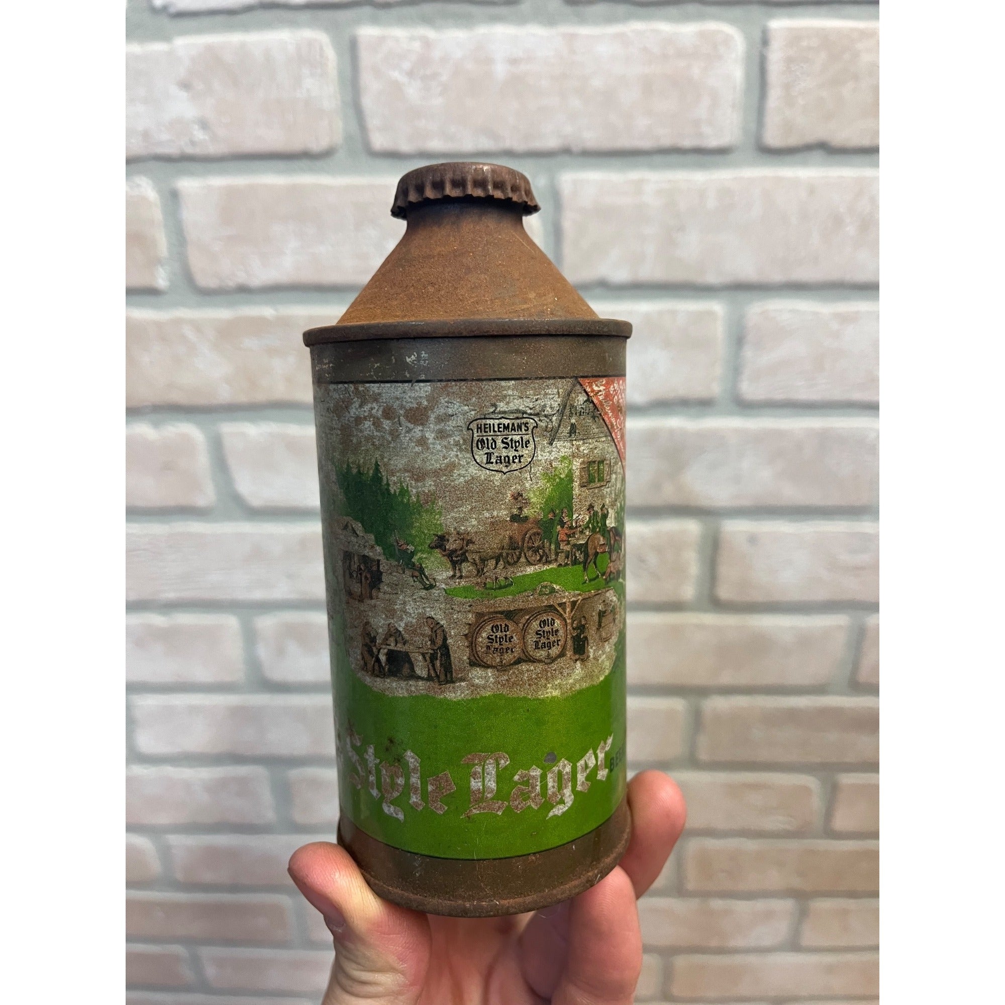 Vintage Heileman's Old Style Lager Cone Top Beer Can w/ Cap Lacrosse Wis WI