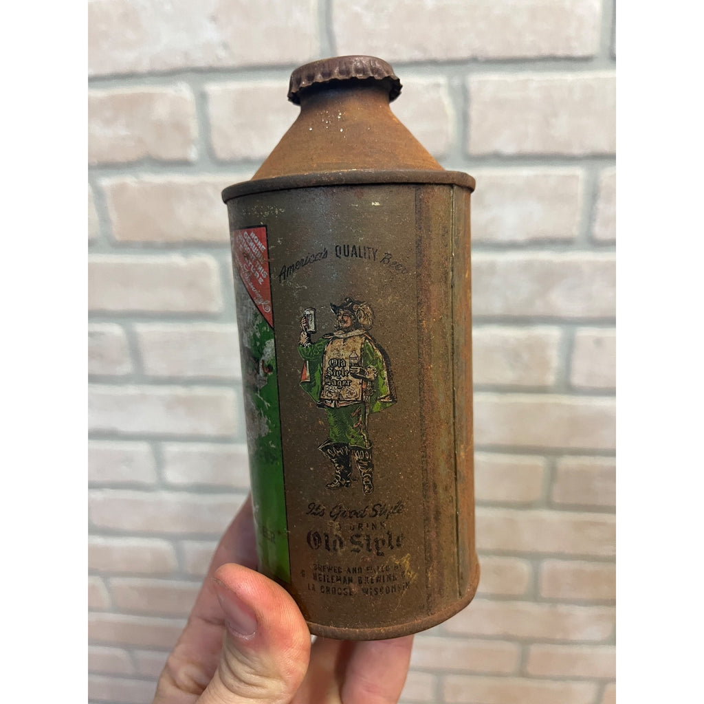 Vintage Heileman's Old Style Lager Cone Top Beer Can w/ Cap Lacrosse Wis WI