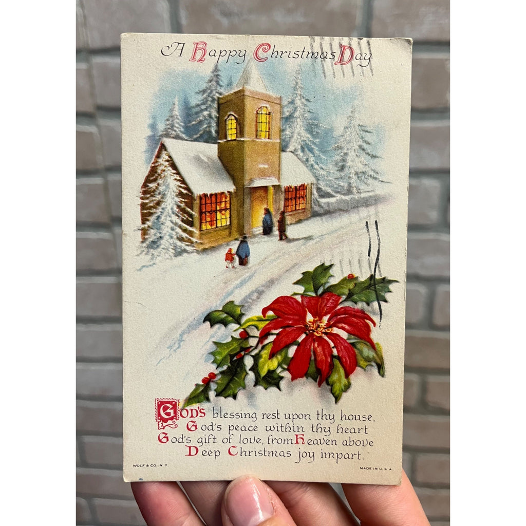 Vintage 1925 Christmas Postcard w/ Christmas Seal Tied US American Red Cross