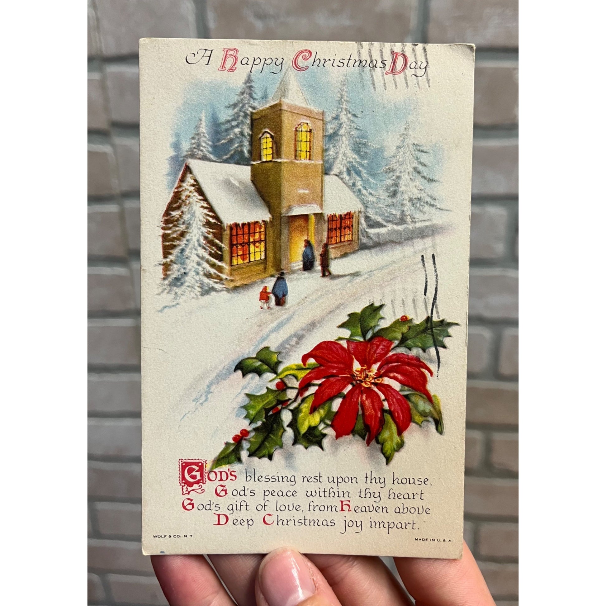 Vintage 1925 Christmas Postcard w/ Christmas Seal Tied US American Red Cross