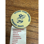 RARE 1957 Baseball Pin Milwaukee Braves National League Champs w/ Roster Ribbon