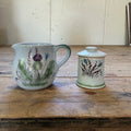 Buchan Thistle Serving  Scotland Stoneware Pottery Creamer and Sugar Dish