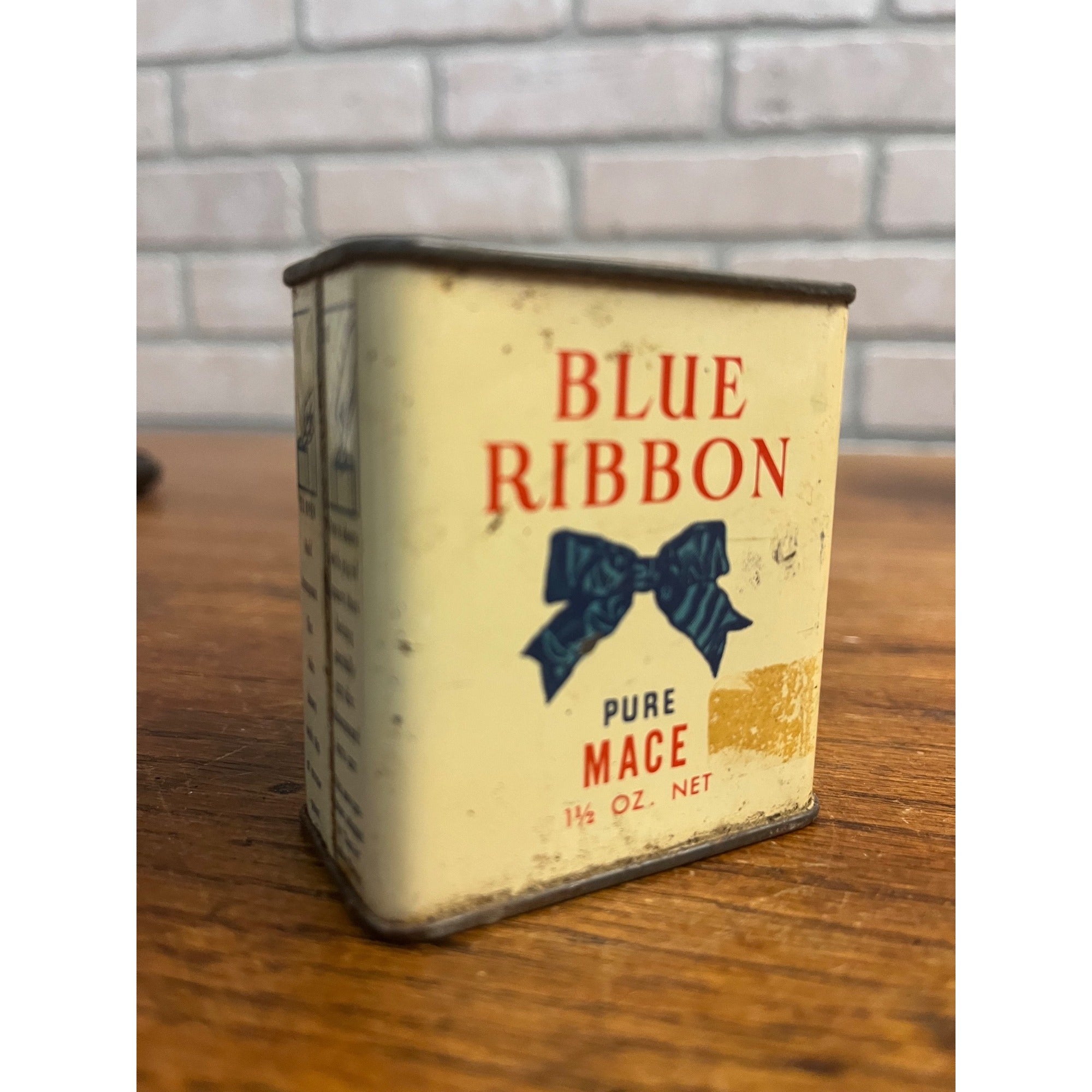 Vintage Blue Ribbon Mace Spice Tin Kitchen Decor Advertising