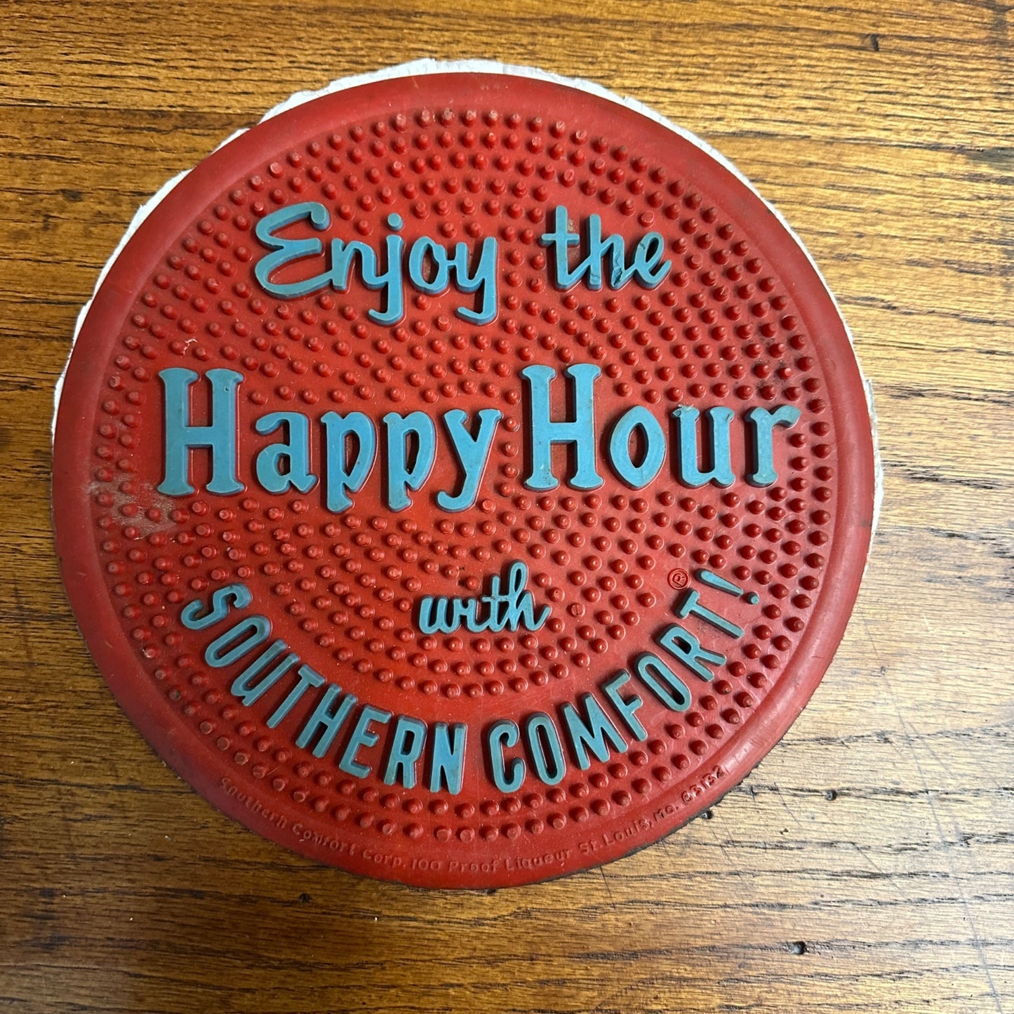 VINTAGE SOUTHERN COMFORT HAPPY HOUR ROUND 9" BAR MAT