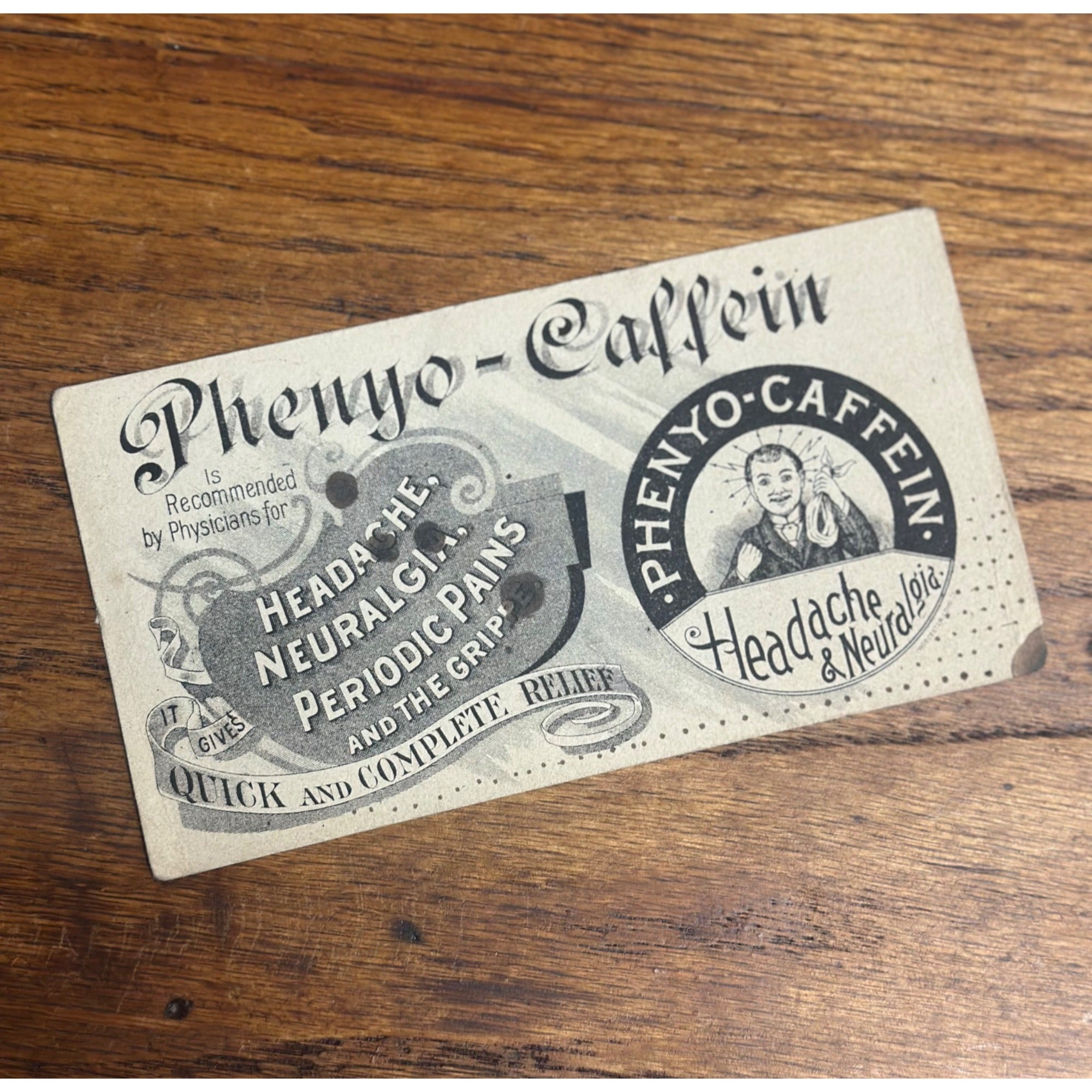 Phenyo Caffeine Headache Medicine Antique Pharmaceutical Advertising Ink Blotter