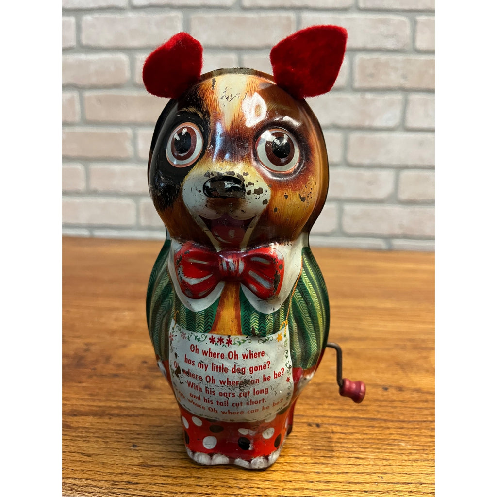 Vintage 1950s Mattel Tin Puppy "where Has My Little Dog Gone?" Music Wind up Toy