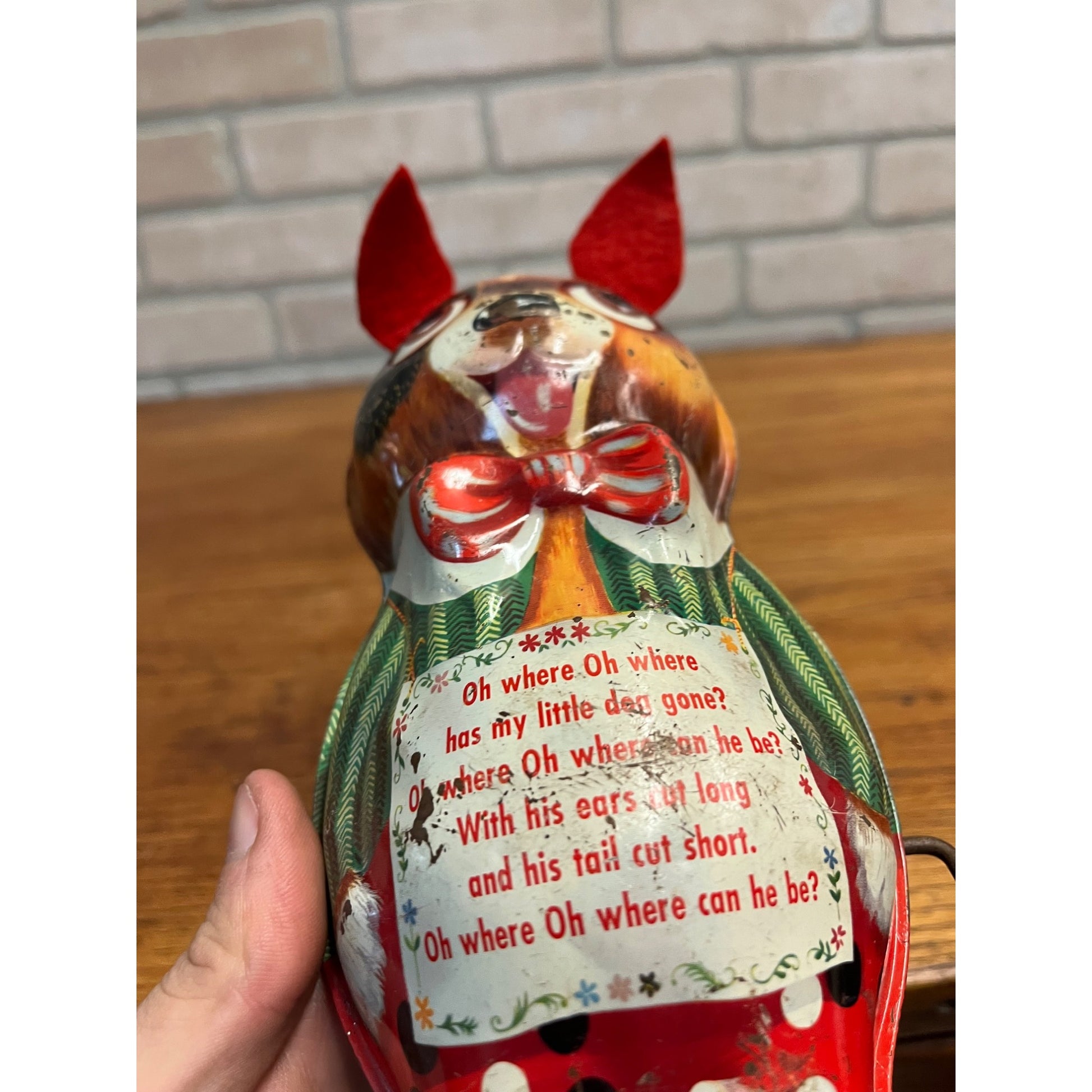 Vintage 1950s Mattel Tin Puppy "where Has My Little Dog Gone?" Music Wind up Toy