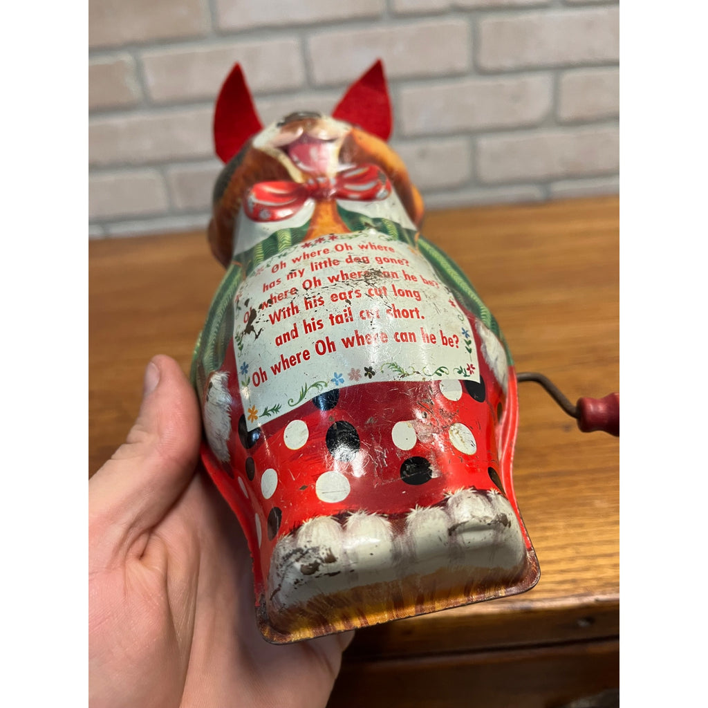 Vintage 1950s Mattel Tin Puppy "where Has My Little Dog Gone?" Music Wind up Toy