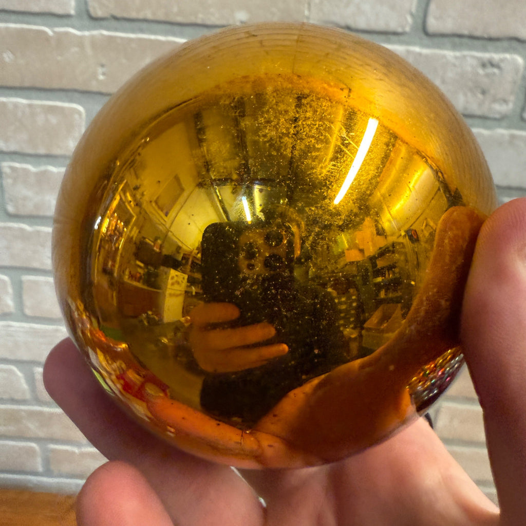 4" Gold Antique German Large Kugel Christmas Ornament