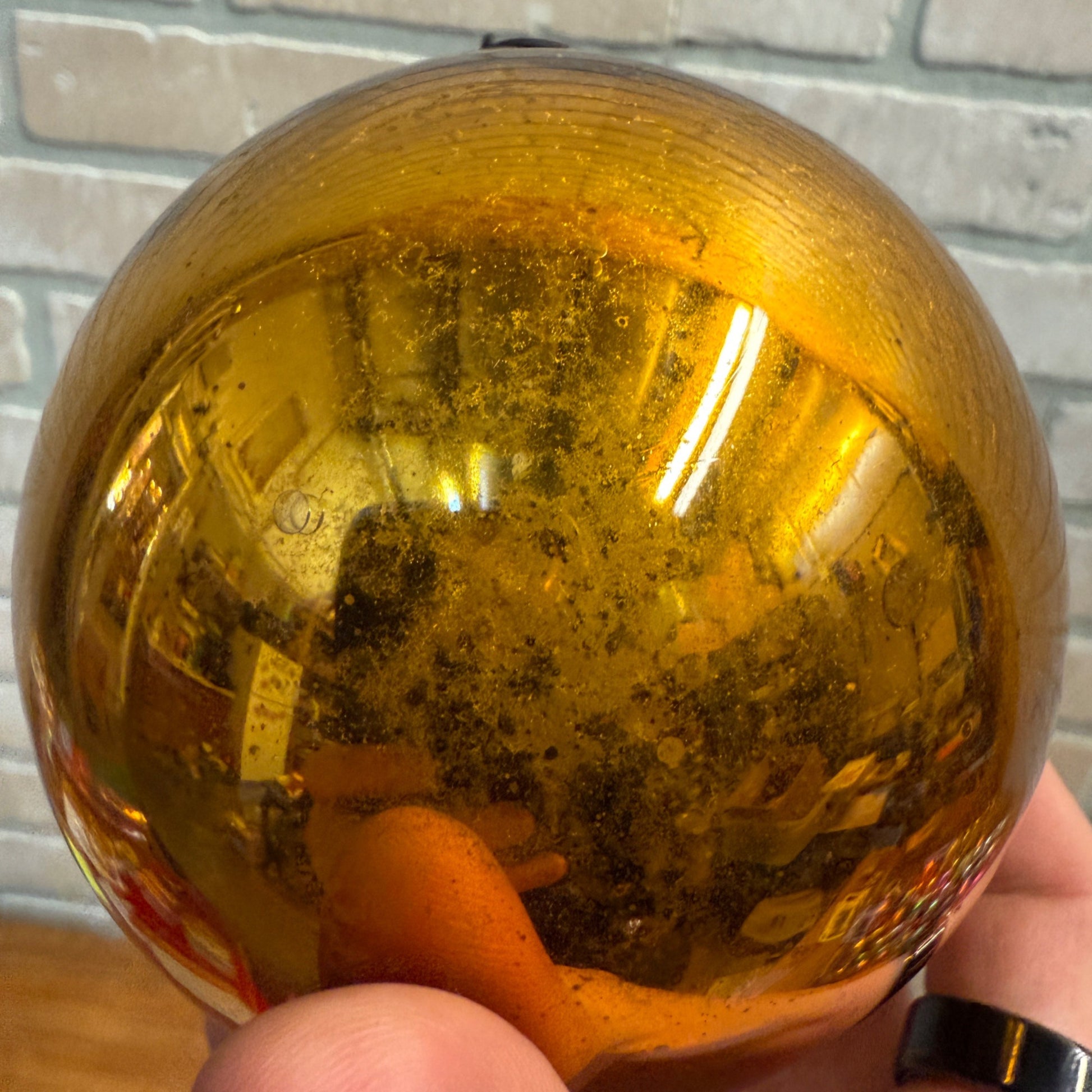 4" Gold Antique German Large Kugel Christmas Ornament