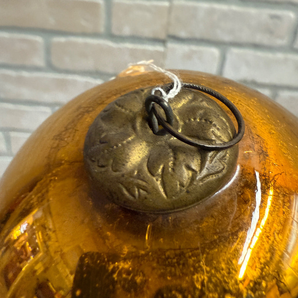 4" Gold Antique German Large Kugel Christmas Ornament