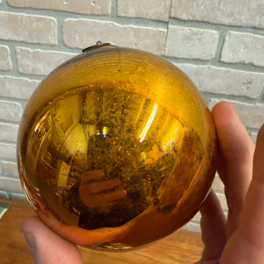 4" Gold Antique German Large Kugel Christmas Ornament