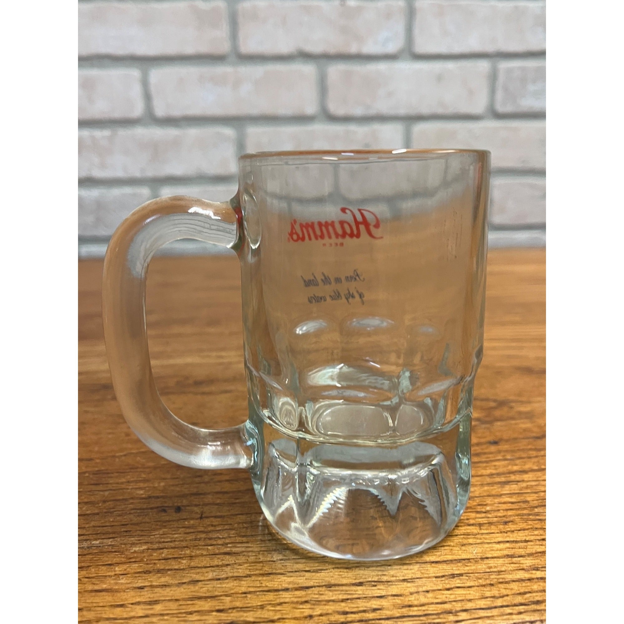 Vintage Hamm's Beer Heavy Glass Tankard Mug 4.75" Barware Land of Sky Blue Water