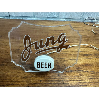 RARE Vintage 1930s Jung Beer Lighted Acrylic Advertising Bar Sign Random Lake Wisconsin