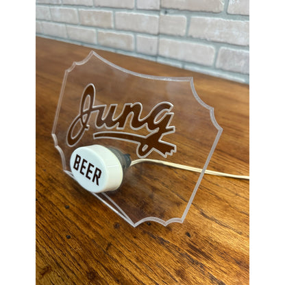 RARE Vintage 1930s Jung Beer Lighted Acrylic Advertising Bar Sign Random Lake Wisconsin