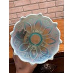 Vintage Northwood Blue Opalescent Glass Roulette Pattern Nut Bowl 4.5"