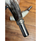 Vintage Modele Elless Depose Carved Bovine Hunting Horn Pair France Circa 1960