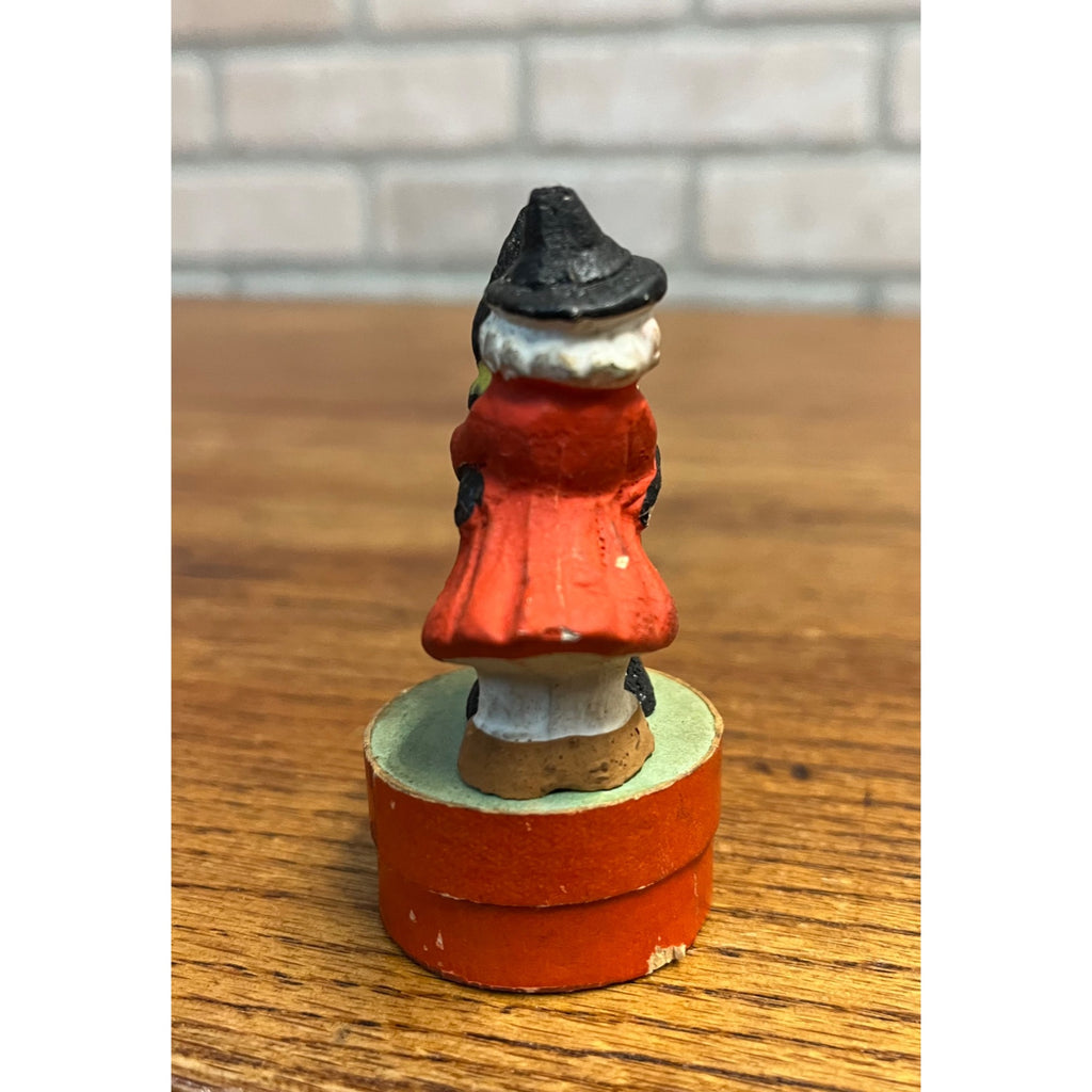 Vintage 1930s Halloween German Dancing Cat & Witch Candy Container Antique Early