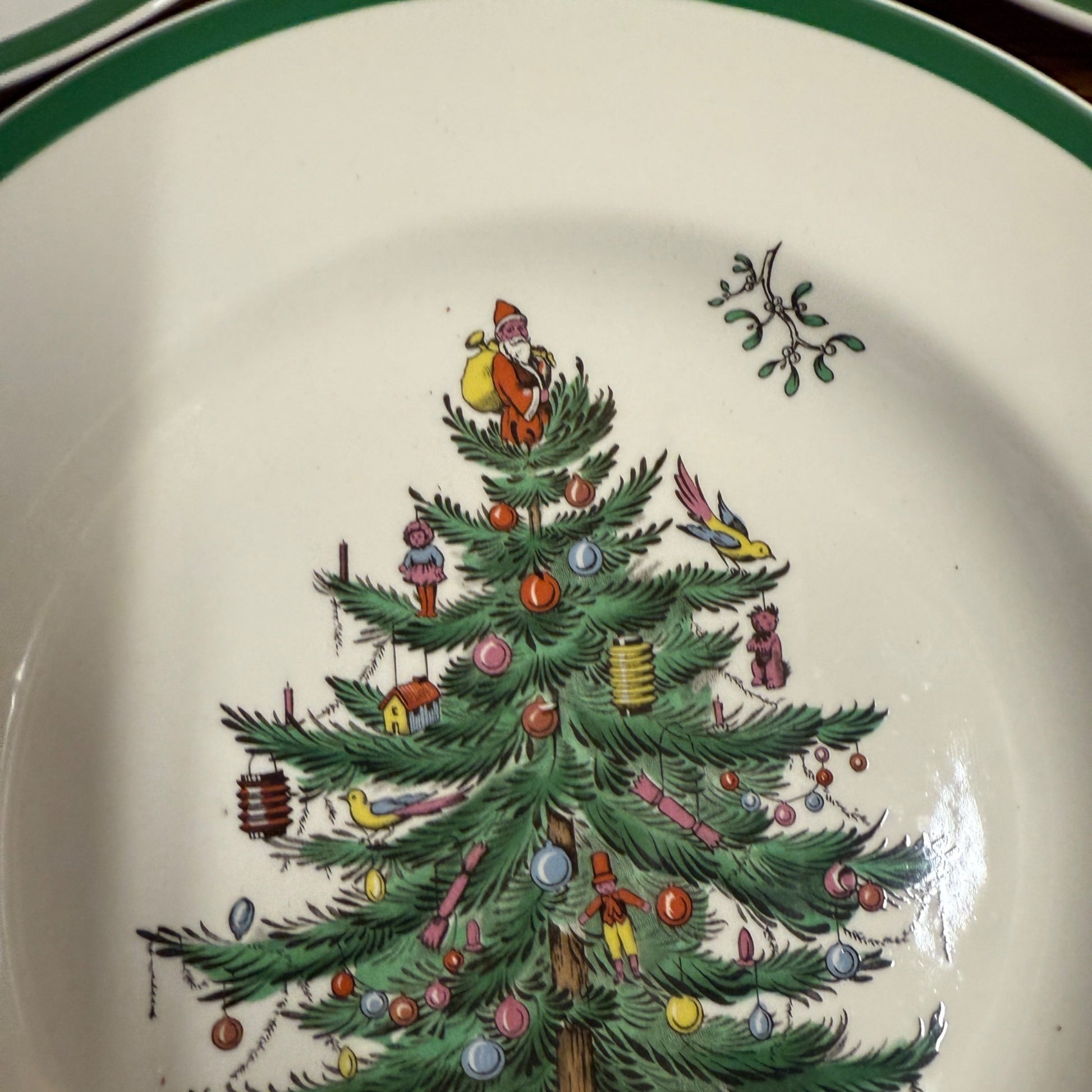 Vintage SPODE Christmas Tree S3324 England Set of (3) Dinner Plates 10.5"