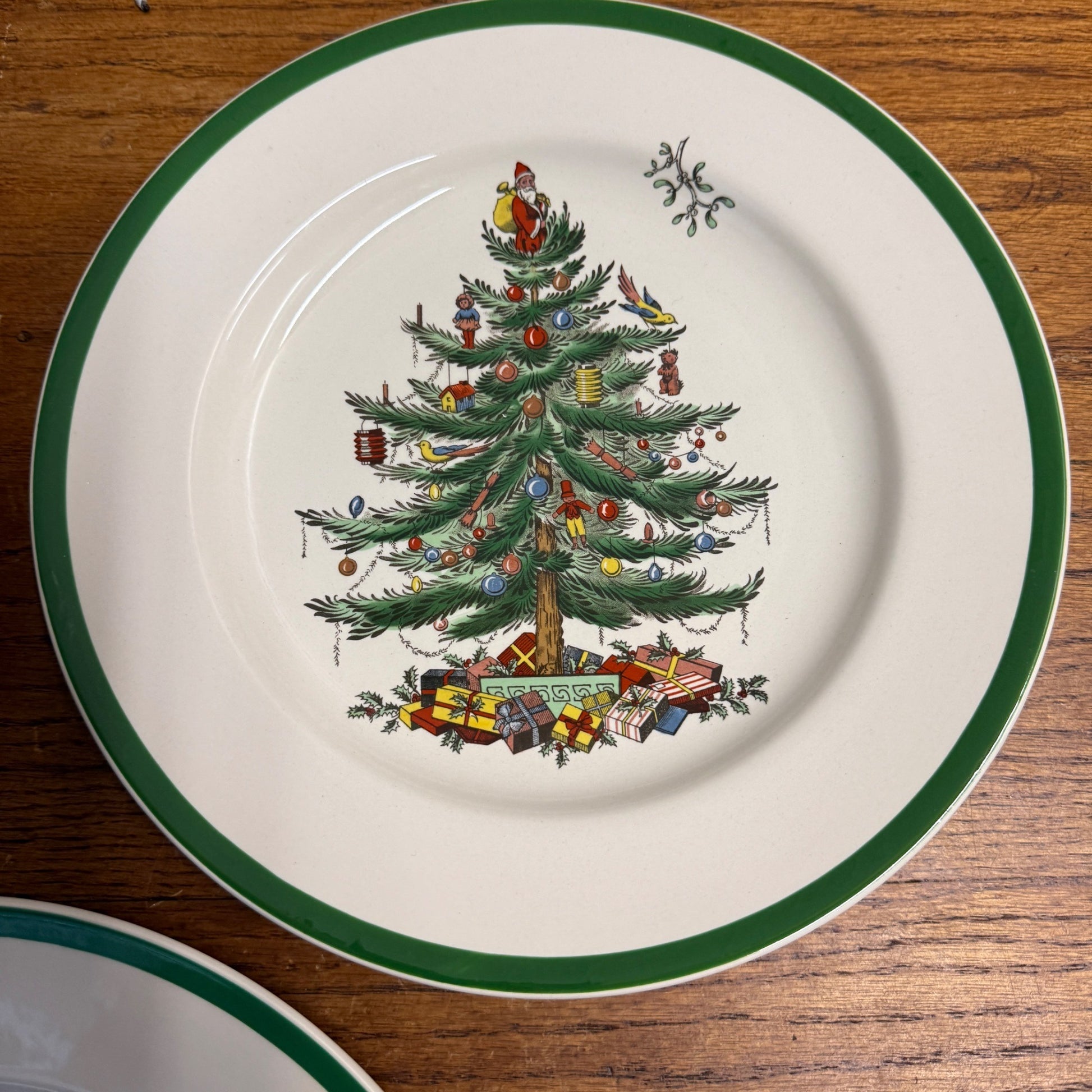 Vintage SPODE Christmas Tree S3324 England Set of (3) Dinner Plates 10.5"